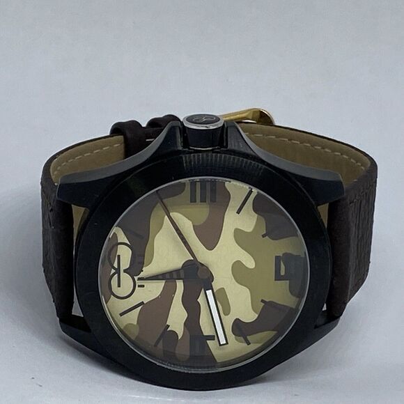 Eleven Eleven Unisex Brown Leather Analog Camo Dial Quartz Wrist Watch LJ439 - Picture 7 of 12
